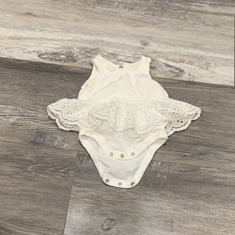 Gap White Eyelet Ruffle Baby Onesie
